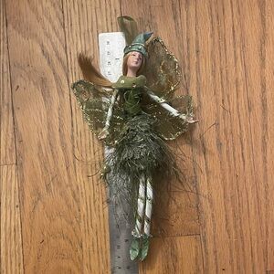 Green Fairy Doll Ornament with Glitter Wings